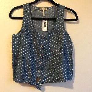NWT PAC SUN button up tie front tank